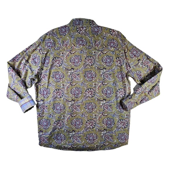 Alan Flusser Mens XL Paisley Button Down Long Sleeve Cotton Shirt - Picture 2 of 8